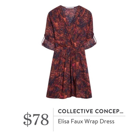 Collective Concepts Elisa Faux Wrap Dress - Red and Black - Picture 1 of 10